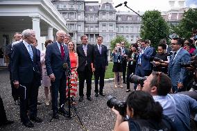 Joe Biden Speaks to Reporters Outside West Wing on Infrustructure Negotiations