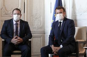 Emmanuel Macron meets Cristiano Amon - Versailles