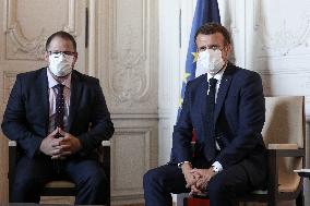 Emmanuel Macron meets Cristiano Amon - Versailles