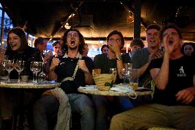 Football Fans Watch France v Switzerland - Paris