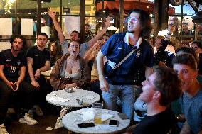 Football Fans Watch France v Switzerland - Paris