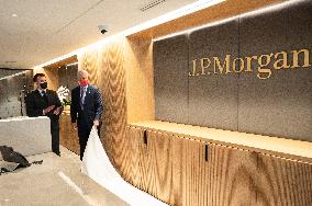 President Macron At Inauguration Of The Offices Of JP Morgan - Paris