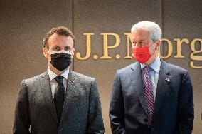 President Macron At Inauguration Of The Offices Of JP Morgan - Paris