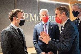 President Macron At Inauguration Of The Offices Of JP Morgan - Paris