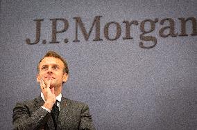 President Macron At Inauguration Of The Offices Of JP Morgan - Paris