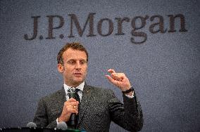 President Macron At Inauguration Of The Offices Of JP Morgan - Paris