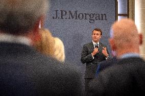 President Macron At Inauguration Of The Offices Of JP Morgan - Paris