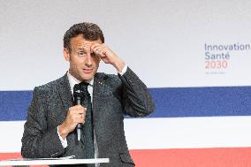 Emmanuel Macron attends the launching of the French CSIS