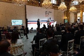 Emmanuel Macron attends the launching of the French CSIS