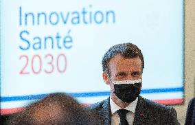 Emmanuel Macron attends the launching of the French CSIS