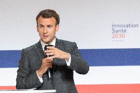 Emmanuel Macron attends the launching of the French CSIS