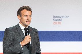 Emmanuel Macron attends the launching of the French CSIS