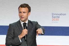 Emmanuel Macron attends the launching of the French CSIS