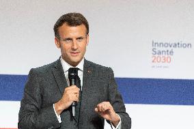 Emmanuel Macron attends the launching of the French CSIS