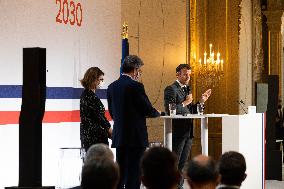 Emmanuel Macron attends the launching of the French CSIS