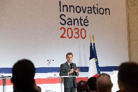 Emmanuel Macron attends the launching of the French CSIS