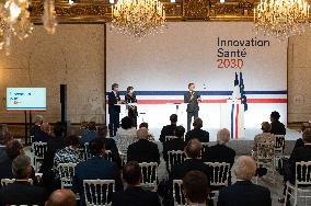 Emmanuel Macron attends the launching of the French CSIS