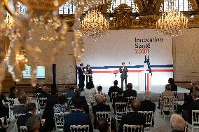 Emmanuel Macron attends the launching of the French CSIS