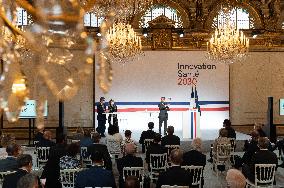 Emmanuel Macron attends the launching of the French CSIS