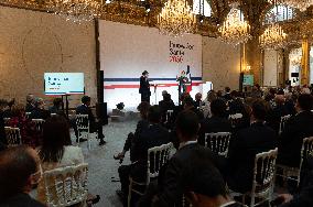 Emmanuel Macron attends the launching of the French CSIS