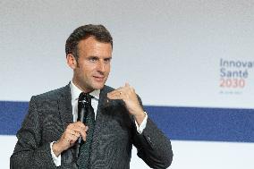 Emmanuel Macron attends the launching of the French CSIS