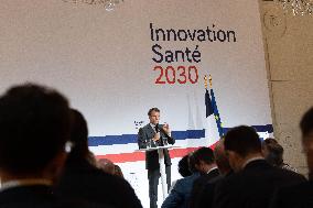 Emmanuel Macron attends the launching of the French CSIS