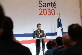 Emmanuel Macron attends the launching of the French CSIS