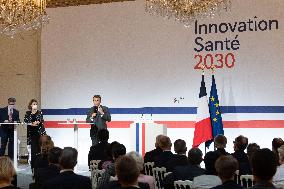 Emmanuel Macron attends the launching of the French CSIS