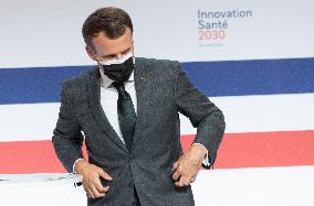 Emmanuel Macron attends the launching of the French CSIS