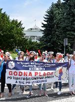 Nurses Protest Outside Parliament - Warsaw