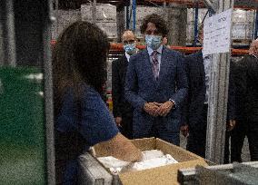 PM Justin Trudeau Visits Pfizer Vaccine Facility - Puurs