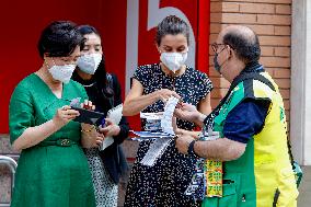 Queen Letizia and Kim Jung-sook Visit to the ONCE Foundation - Madrid