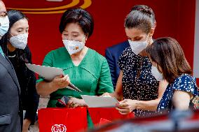 Queen Letizia and Kim Jung-sook Visit to the ONCE Foundation - Madrid