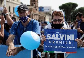 Matteo Salvini at the Lega demonstration in Rome