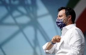 Matteo Salvini at the Lega demonstration in Rome