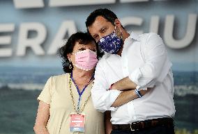 Matteo Salvini at the Lega demonstration in Rome