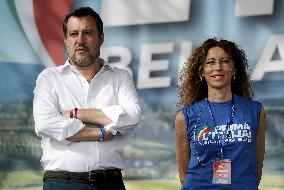 Matteo Salvini at the Lega demonstration in Rome