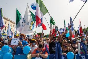 Matteo Salvini at the Lega demonstration in Rome