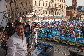 Matteo Salvini at the Lega demonstration in Rome