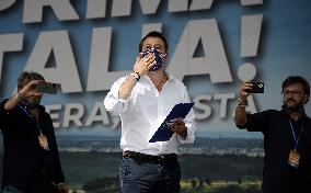 Matteo Salvini at the Lega demonstration in Rome