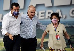 Matteo Salvini at the Lega demonstration in Rome