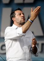 Matteo Salvini at the Lega demonstration in Rome