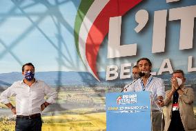 Matteo Salvini at the Lega demonstration in Rome