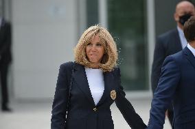 President Emmanuel Macron with Brigitte Macron vote for Regional and departmental elections - Le Touquet