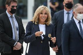 President Emmanuel Macron with Brigitte Macron vote for Regional and departmental elections - Le Touquet