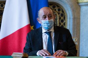 Le Drian And Casaubon Signs An Intention Declaration - Paris