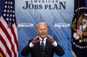 President Biden Speaks In The Eisenhower Executive Office Building - Washington