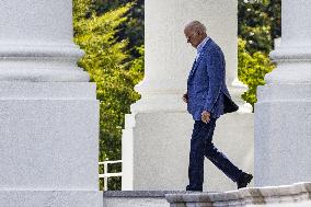 President Joe Biden leaves the White House