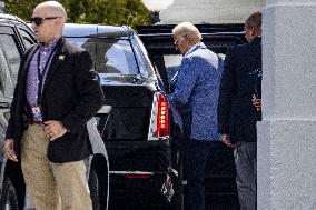 President Joe Biden leaves the White House