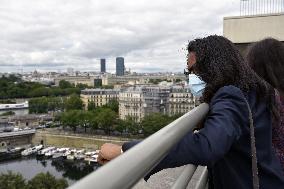 Audrey Pulvar visits Réunion des Musees Nationaux - Bercy